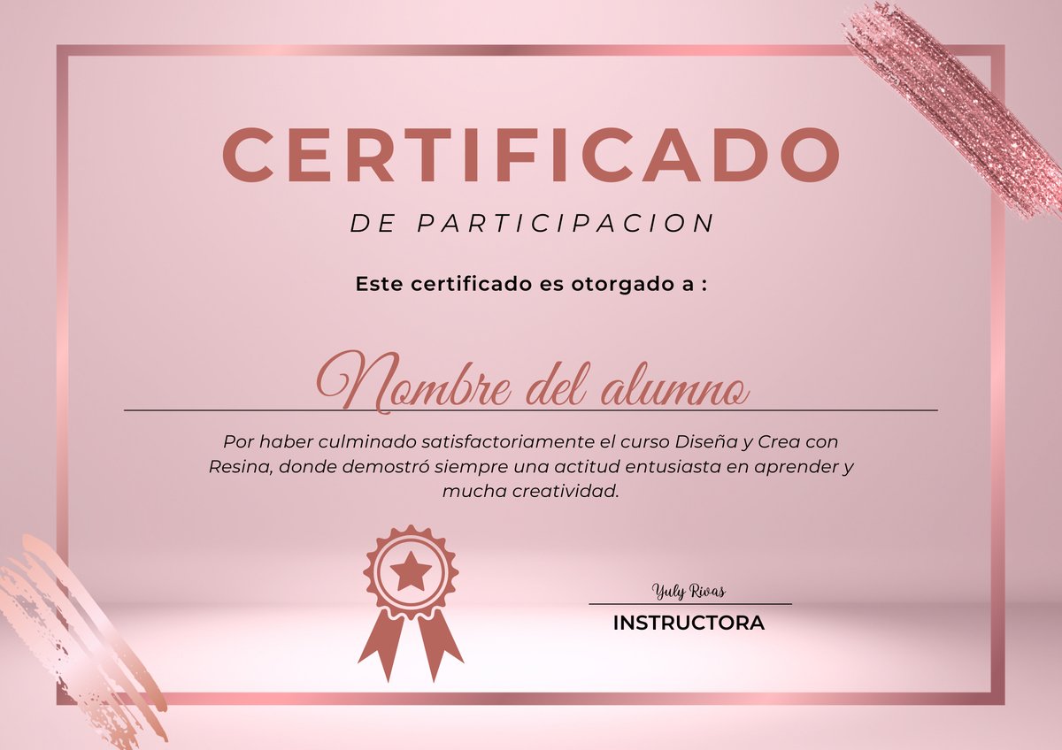 Certificado de participación firmado por Yuly Rivas